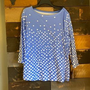Blue sweater to with white dots